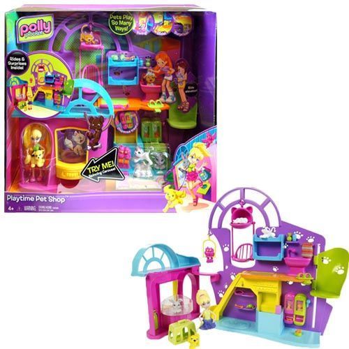 Mattel 14""x13""x4.75""?Polly Pocket Playtime Pet Shop Case Pack 2
