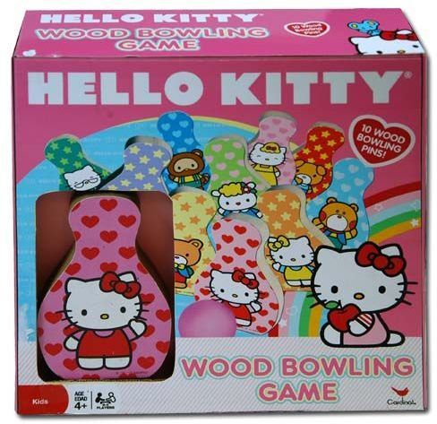 Hello Kitty 10.5""x10.5""3.25"" Wood Bowling Play Set Case Pack 6