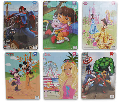 16Pc Disney Dora Barbie Princess Puzzles Case Pack 36