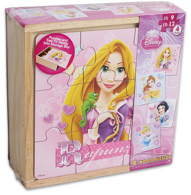 Disney Princess Wood Puzzle 4In1 Case Pack 12