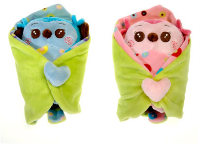 5.5"" 2Asst. Color Blanket Baby Owl - Case Pack 24