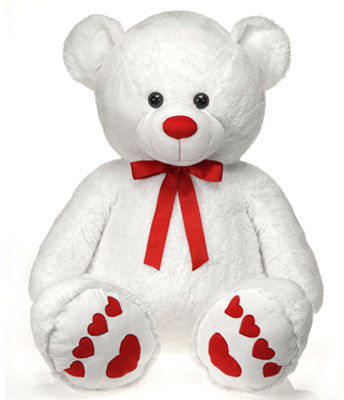 34"" White Sitting Bear W/Red Ribbon Case Pack 2