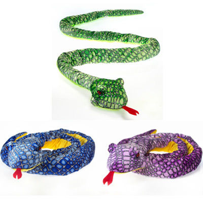 91"" 3Asst. Color Snakes- Green, Blue, Case Pack 12
