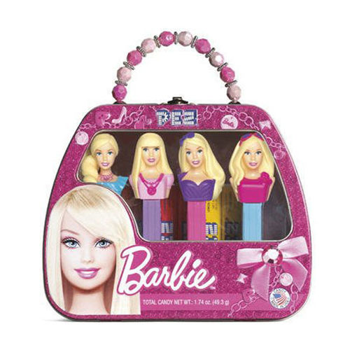 Pez Barbie Purse Gift Tin Dispenzer Candy