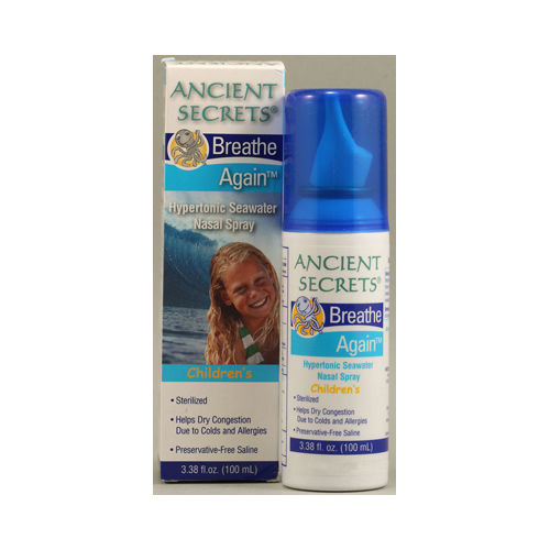 Ancient Secrets Breath Again Children's Hypertonic Seawater Nasal Spray - 3.38 fl oz