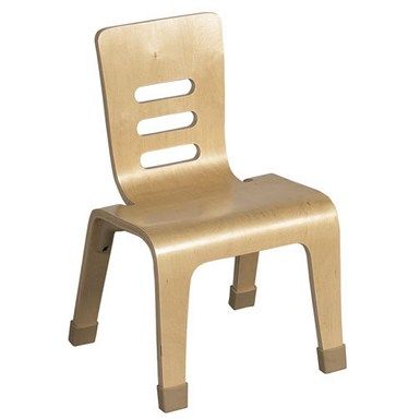 Ecr4kids 10"" Classroom Preschool Playschool Kids Room Stackable Bentwood Plastic Chair Natural 2 Pack