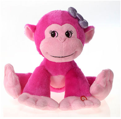 9"" Pink Monkey With Sound Case Pack 12