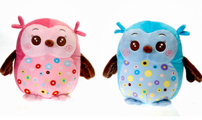 9"" 2Asst. Owls- Pink, Blue Case Pack 12
