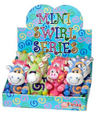 8"" Mini Swirl Farm Animals In Display Case Pack 36