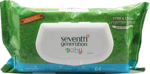 Seventh Generation Free and Clear Wipes Unscented - 64 Wipes - Case of 12