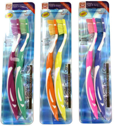 2-Pack Curved Toothbrushes Case Pack 24