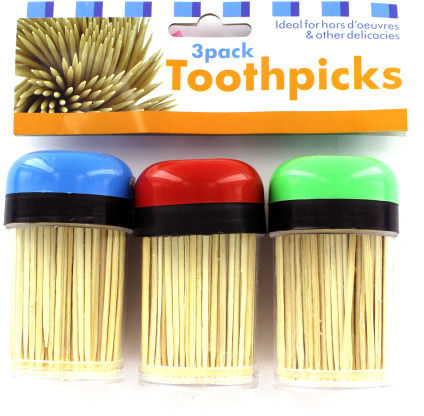 3-Pack Toothpick Dispensers With Black Stripe Top Case Pack 12