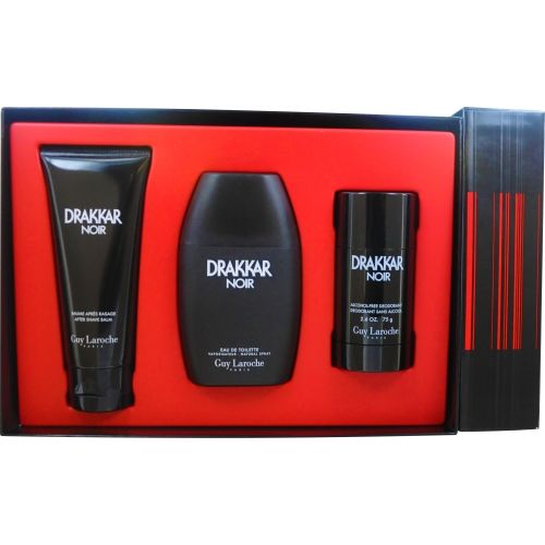 DRAKKAR NOIR by Guy Laroche EDT SPRAY 3.4 OZ & AFTERSHAVE BALM 3.4 OZ & DEODORANT STICK ALCOHOL FREE 2.6 OZ