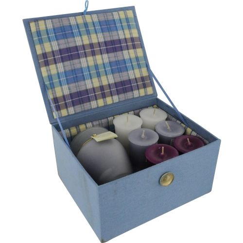 CANDLE GIFT BOX MEREDITH (NEW) by Candle Gift Box Meredith BOX SET CONTAINS ONE LAVENDAR VANILLA MEDIIUM FROSTED VASE & SIX VOTIVES FEATURING LAVENDER