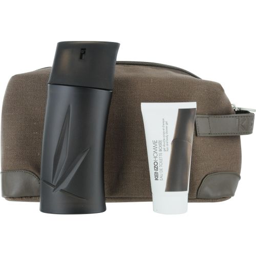 KENZO WOODY by Kenzo EDT SPRAY 3.4 OZ & HAIR AND SHOWER GEL 1.7 OZ & POUCH