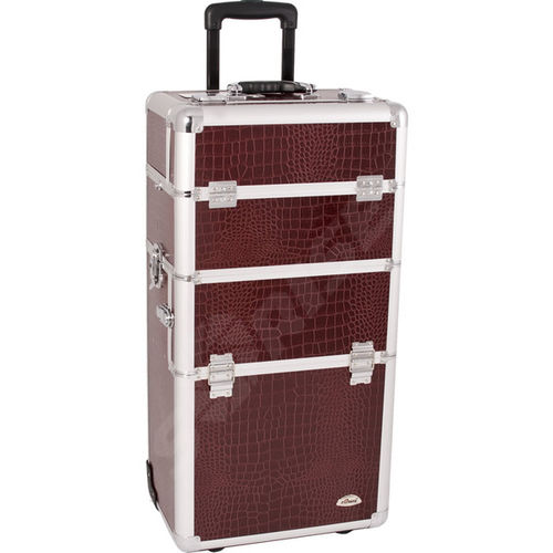 Burgundy Croc Rolling Makeup Case