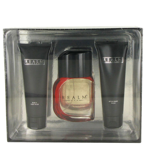 REALM by Erox - Gift Set -- 3.4 oz CologneSpray + 3.4 oz After Shave Balm + 3.4 oz Hair and Body Wash