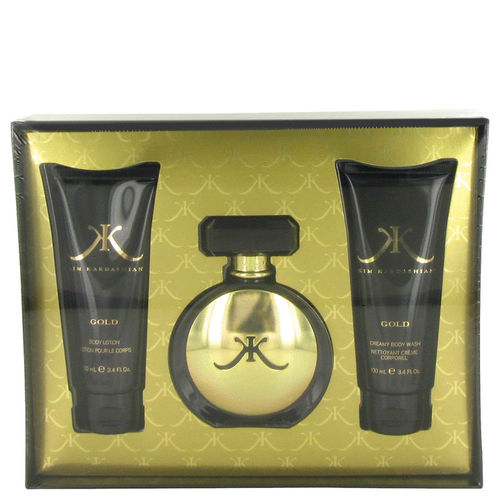 Kim Kardashian Gold by Kim Kardashian - Gift Set -- 3.4 oz Eau De Parfum Spray + 3.4 oz Body Lotion + 3.4 oz Body Wash