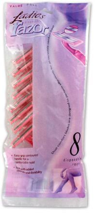 8-Pack Disposable Ladies' Razors Case Pack 25