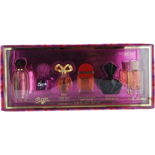 WOMENS VARIETY by Parfums International 6 PIECE MINI VARIETY WITH CURVE CRUSH & DESIGN & PASSION & RED DOOR & WHITE DIAMONDS & WHITE SHOULDERS & ALL A
