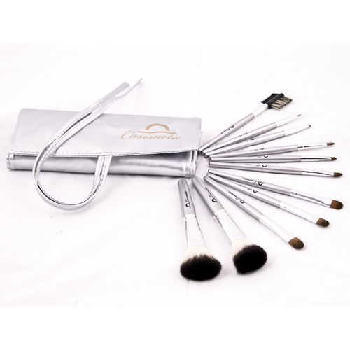 11 Piece Makeup Brush Set - Silver Case Pack 12