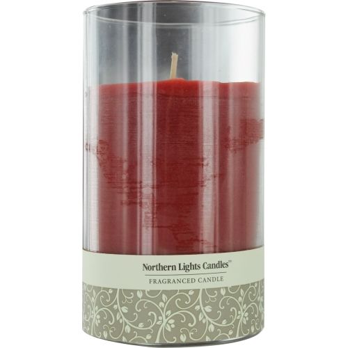 SPICED APPLE SCENTED by Spiced Apple Scented ONE 6 inch GLASS PILLAR SCENTED CANDLE.  A BLEND OF BAKED APPLES, CINNAMON, CLOVE & NUTMEG. BURNS APPROX.