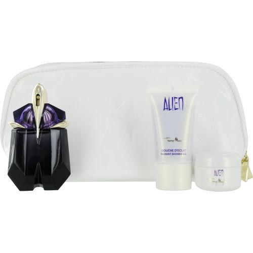 ALIEN by Thierry Mugler EAU DE PARFUM SPRAY 1 OZ & PRODIGY SHOWER GEL 1 OZ & BODY CREAM .5 OZ & POUCH