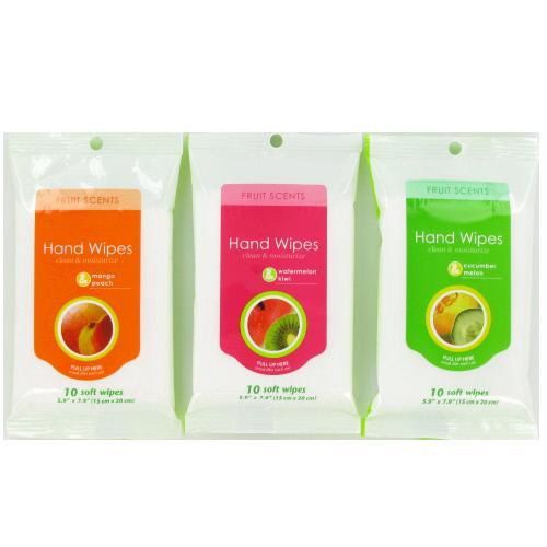 10 Ct Hand Wipes 3 Scents Case Pack 72