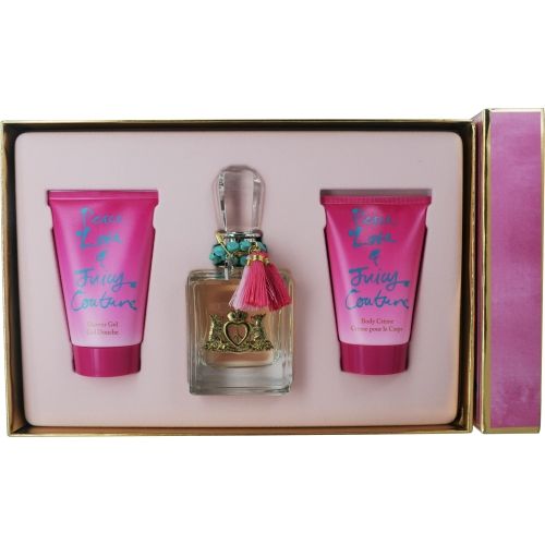 PEACE LOVE & JUICY COUTURE by Juicy Couture EAU DE PARFUM SPRAY 3.4 OZ & BODY CREAM 4.2 OZ & SHOWER GEL 4.2 OZ