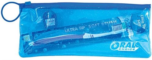 Travel Pouch with Adult Toothbrush and Floss, 12 pcs
