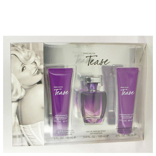 Paris Hilton Tease by Paris Hilton - Gift Set -- 3.4 oz Eau De Toilette Spray + 3 oz Shower Gel + 3 oz Body Lotion