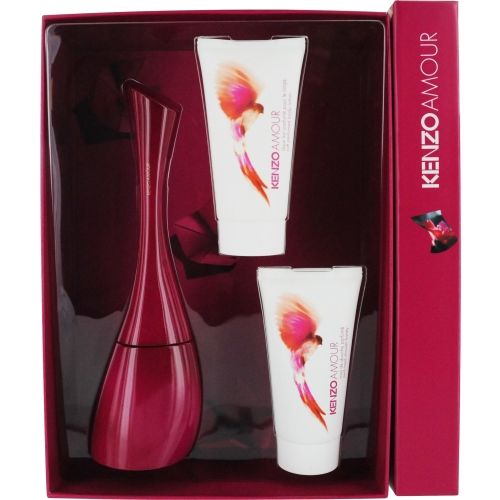 KENZO AMOUR by Kenzo EAU DE PARFUM SPRAY 1.7 OZ (FUSCHIA) & BODY LOTION 1.7 OZ & SHOWER GEL 1.7 OZ