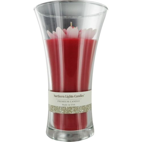 WATER LILY SCENTED by Water Lily Scented RED WATER LILY FLOWER VASE CANDLE - ONE 5.25x9 inch FLARED GLASS VASE WITH FLOWER.  BURNS UP TO 120 HRS.