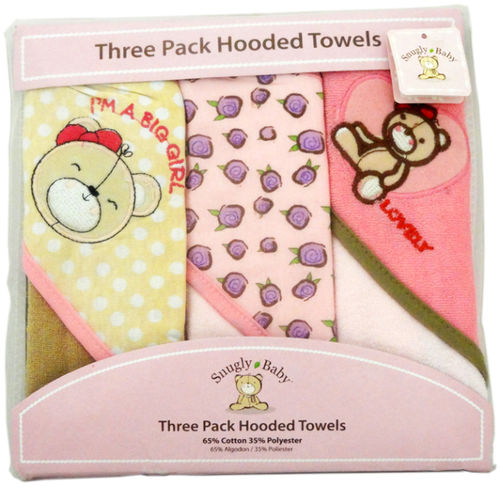 Snugly Baby 3 Pack Hooded Towels Case Pack 3