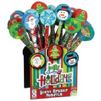 Jolly Holiday Pencil w/ Giant Eraser Case Pack 144
