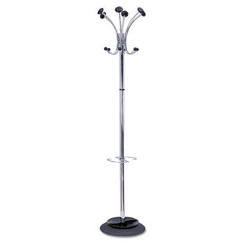 Chromy Coat Tree, 12 Knobs, Chrome