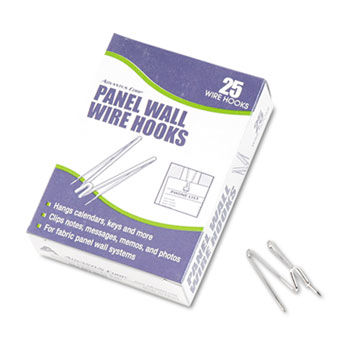 Panel Wall Wire Hooks, Silver, 25 Hooks/Pack