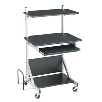 Fully-Adjustable Mobile Workstation, 30 x 24 x 52, Black/Silver