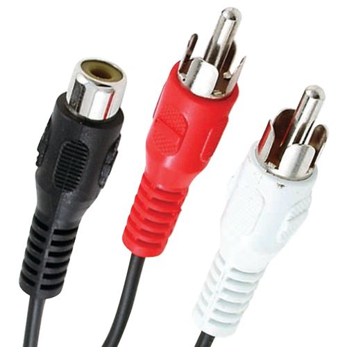 AXIS 255-025 (C1736/BK/6') RCA Y-Adapter (2 RCA Plugs to 1 RCA Jack)