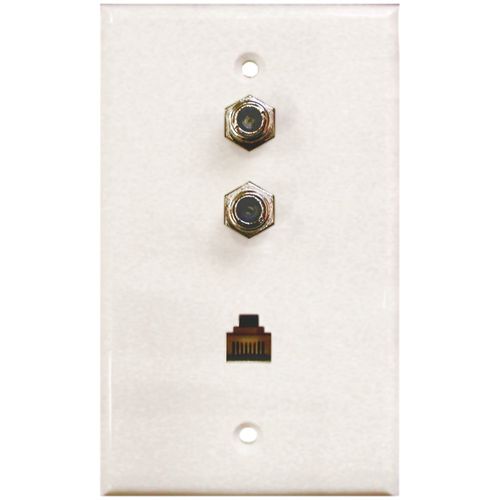 EAGLE ASPEN 500189 Wall Plate with Dual F-81 Connectors & Phone Jack