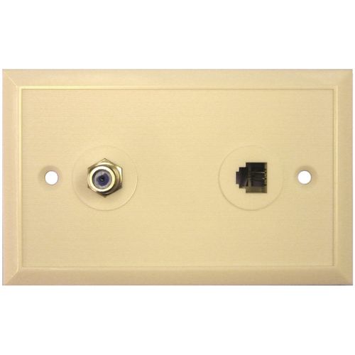 EAGLE ASPEN 500276 3 GHz Wall Plate with F-81 Connector & Phone Jack (Ivory)