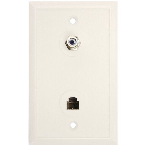 EAGLE ASPEN 500277 3 GHz Wall Plate with F-81 Connector & Phone Jack (White)