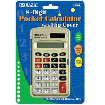 BAZIC 8-Digit Pocket Size Calculator w/ Flip Cover Case Pack 144