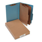 Pressboard 25-Pt. Classification Folders, Legal, Six-Section, Sky Blue, 10/Box