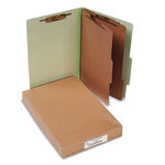 Pressboard 25-Pt. Classification Folders, Legal, Six-Section, Leaf Green, 10/Box