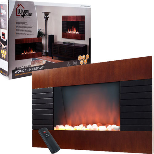 Warm House Mahogany Trim Fireplace 1500 Watt Heater
