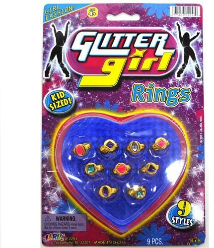 Glitter Girl Rings 9 Styles Case Pack 24