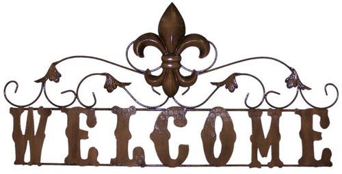 Metal Fleur de Lis Welcome Sign Case Pack 8