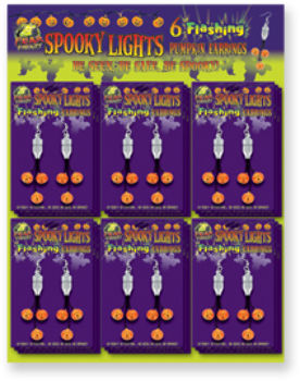 Spooky Lights Flashing Pumpkin Earrings Case Pack 48