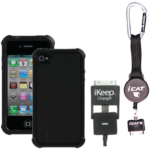Iphone 4/4s Convenience Kit (case, Icat Leash, Ikeep Charger)